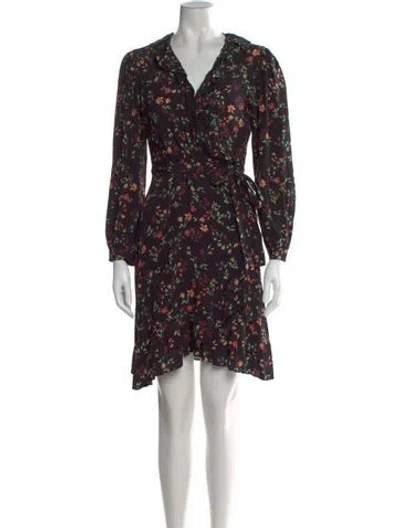 Pre-owned Maje Floral Print Mini Dress In Black