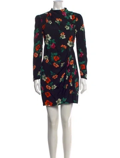 Pre-owned Maje Floral Print Mini Dress In Black