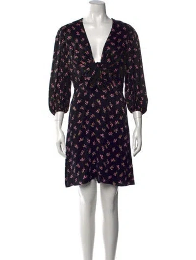 Pre-owned Maje Floral Print Mini Dress In Black