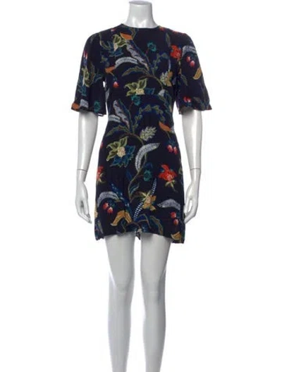 Pre-owned Maje Floral Print Mini Dress In Black