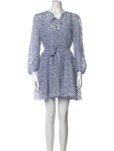 Pre-owned Maje Floral Print Mini Dress In Blue