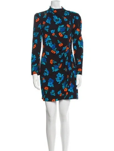Pre-owned Maje Floral Print Mini Dress In Blue