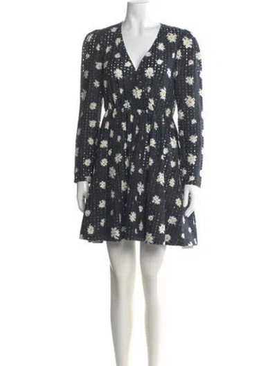 Pre-owned Maje Floral Print Mini Dress In Blue