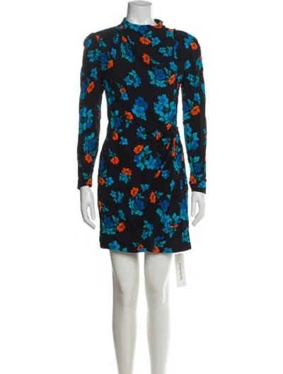 Pre-owned Maje Floral Print Mini Dress In Blue