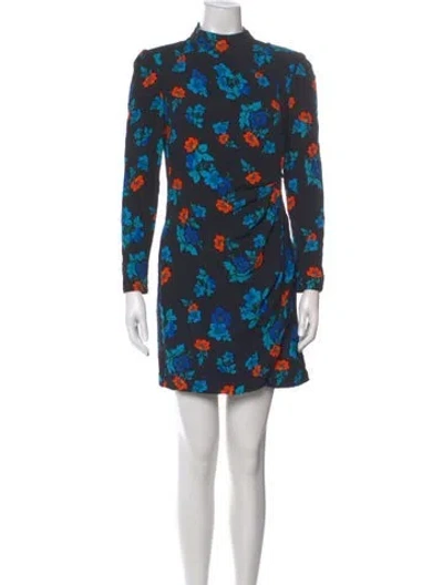 Pre-owned Maje Floral Print Mini Dress In Blue