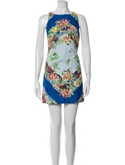 Pre-owned Maje Floral Print Mini Dress In Blue