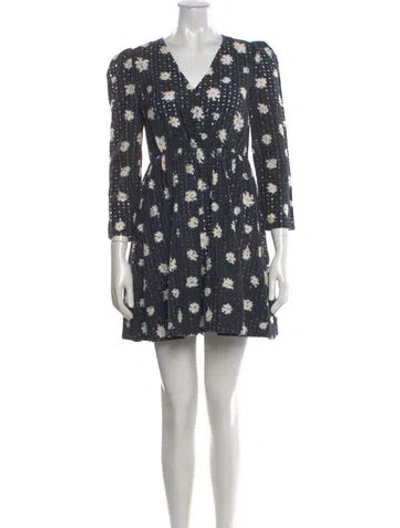Pre-owned Maje Floral Print Mini Dress In Blue