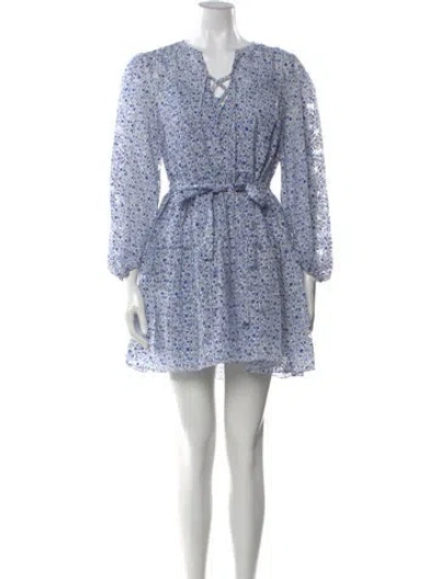 Pre-owned Maje Floral Print Mini Dress In Blue
