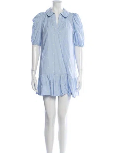 Pre-owned Maje Floral Print Mini Dress In Blue