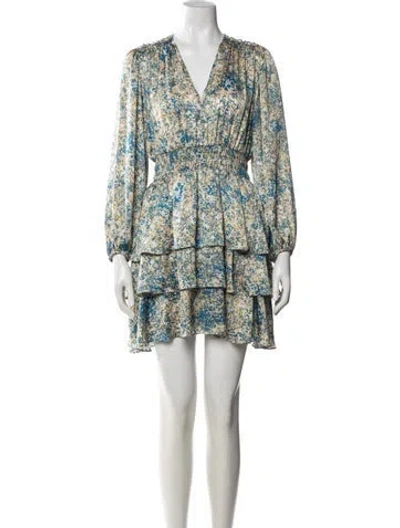 Pre-owned Maje Floral Print Mini Dress In Blue
