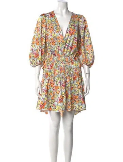 Pre-owned Maje Floral Print Mini Dress In Blue