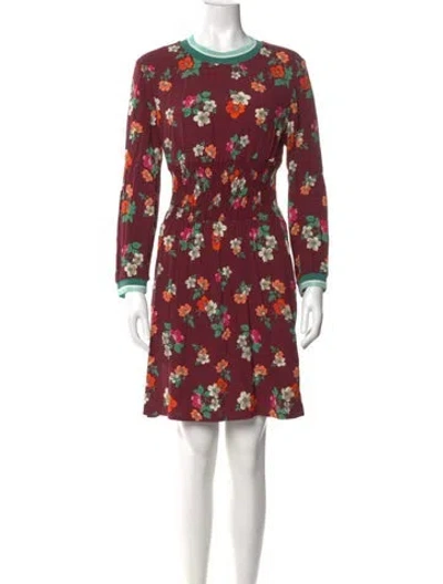 Pre-owned Maje Floral Print Mini Dress In Burgundy