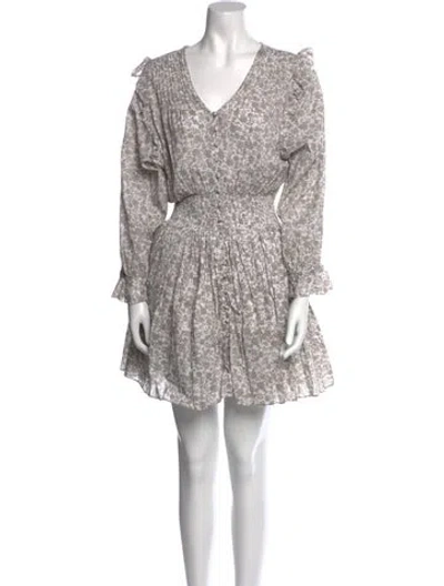Pre-owned Maje Floral Print Mini Dress In Gray