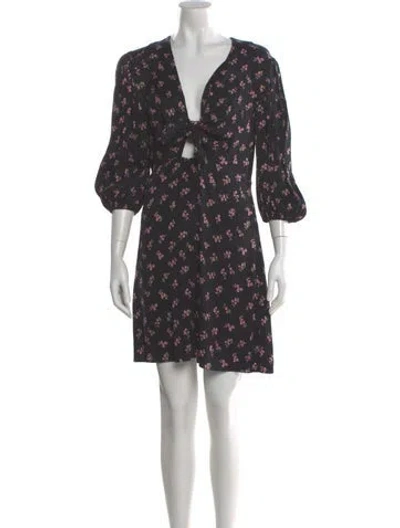 Pre-owned Maje Floral Print Mini Dress In Gray