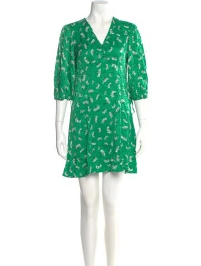 Pre-owned Maje Floral Print Mini Dress In Green