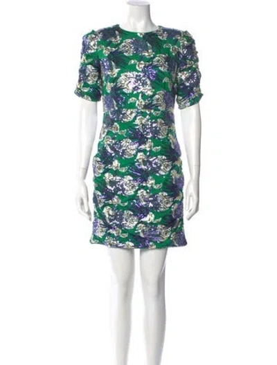 Pre-owned Maje Floral Print Mini Dress In Green