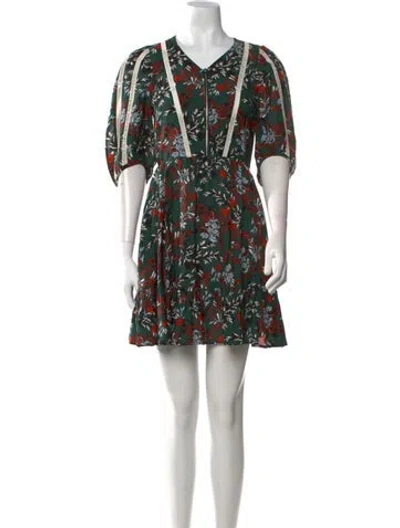 Pre-owned Maje Floral Print Mini Dress In Green