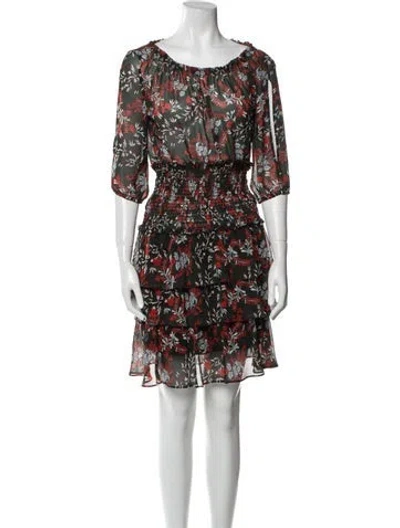 Pre-owned Maje Floral Print Mini Dress In Green