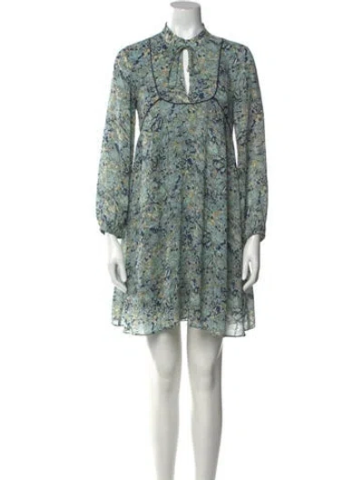 Pre-owned Maje Floral Print Mini Dress In Green