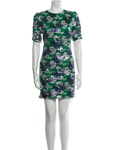 Pre-owned Maje Floral Print Mini Dress In Green