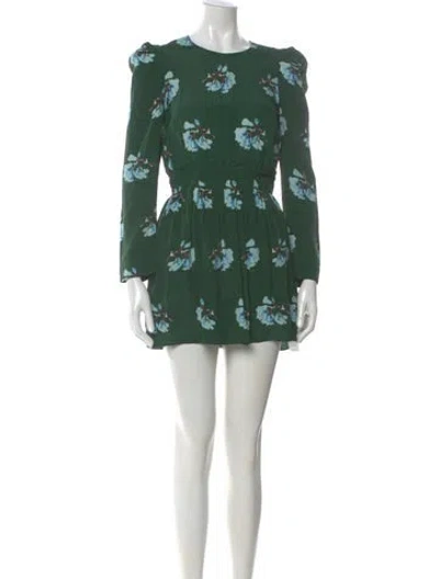 Pre-owned Maje Floral Print Mini Dress In Green