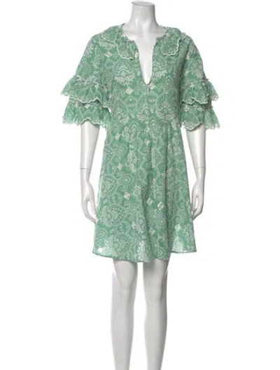 Pre-owned Maje Floral Print Mini Dress In Green