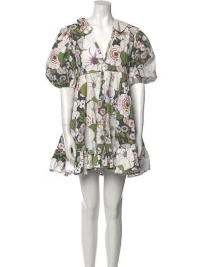 Pre-owned Maje Floral Print Mini Dress In Neutral