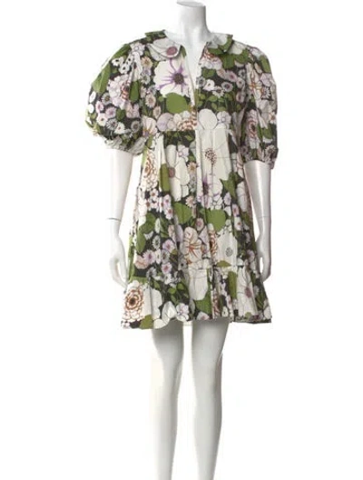Pre-owned Maje Floral Print Mini Dress In Neutral