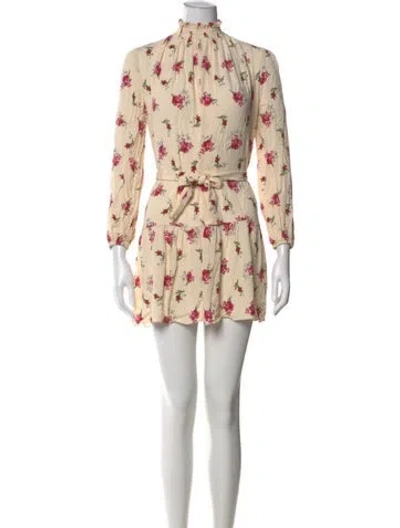 Pre-owned Maje Floral Print Mini Dress In Neutral