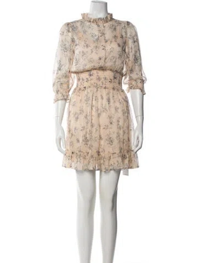Pre-owned Maje Floral Print Mini Dress In Neutrals