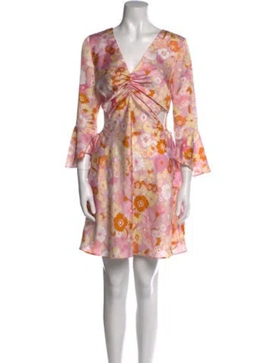 Pre-owned Maje Floral Print Mini Dress In Pink