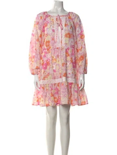 Pre-owned Maje Floral Print Mini Dress In Pink