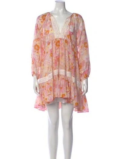 Pre-owned Maje Floral Print Mini Dress In Pink