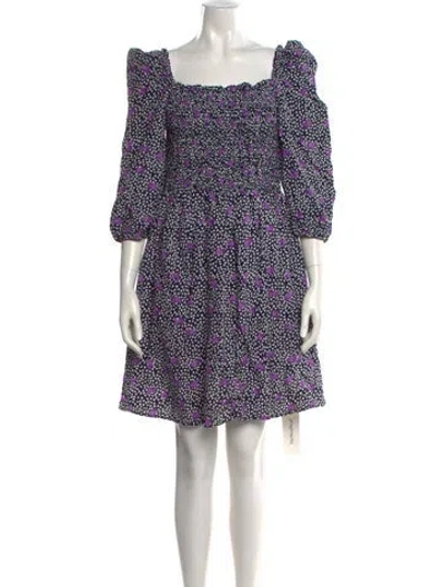 Pre-owned Maje Floral Print Mini Dress In Purple