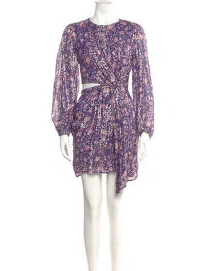 Pre-owned Maje Floral Print Mini Dress In Purple