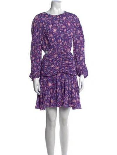 Pre-owned Maje Floral Print Mini Dress In Purple