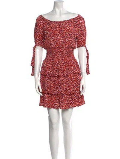 Pre-owned Maje Floral Print Mini Dress In Red