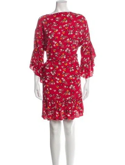 Pre-owned Maje Floral Print Mini Dress In Red
