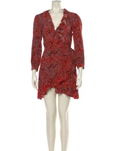 Pre-owned Maje Floral Print Mini Dress In Red