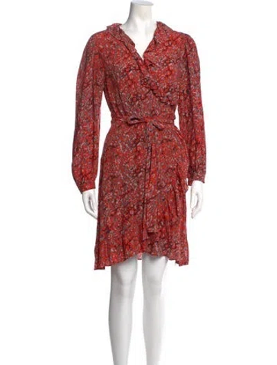 Pre-owned Maje Floral Print Mini Dress In Red