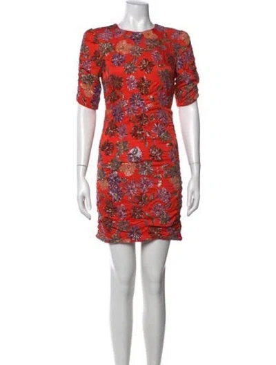 Pre-owned Maje Floral Print Mini Dress In Red