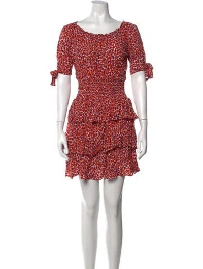 Pre-owned Maje Floral Print Mini Dress In Red