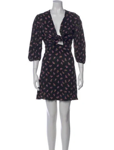 Pre-owned Maje Floral Print Mini Dress W/ Tags In Black