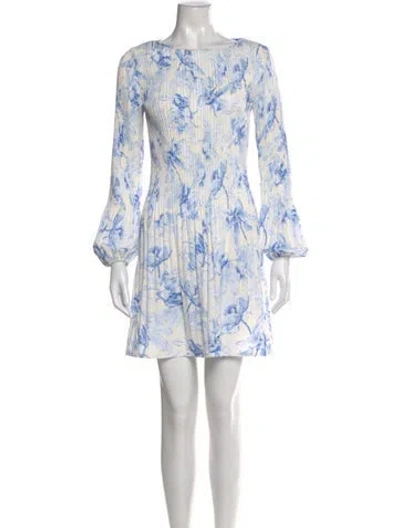 Pre-owned Maje Floral Print Mini Dress W/ Tags In Blue