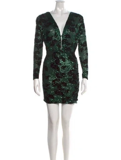 Pre-owned Maje Floral Print Mini Dress W/ Tags In Green