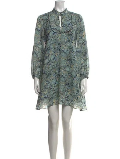 Pre-owned Maje Floral Print Mini Dress W/ Tags In Green