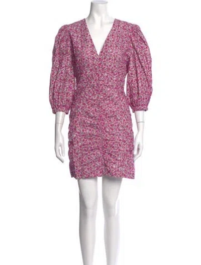Pre-owned Maje Floral Print Mini Dress W/ Tags In Pink