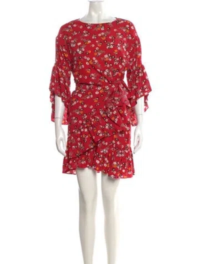 Pre-owned Maje Floral Print Mini Dress W/ Tags In Red