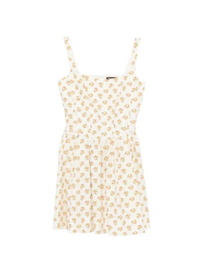 Maje Short Flared Patterned Dress In Gray