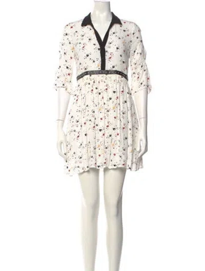 Pre-owned Maje Floral Print Mini Dress In White